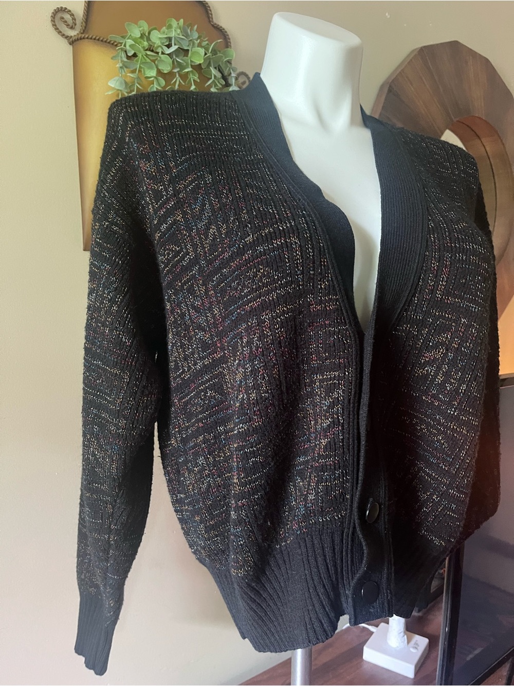 Vintage 80s London Fog Black Cardigan